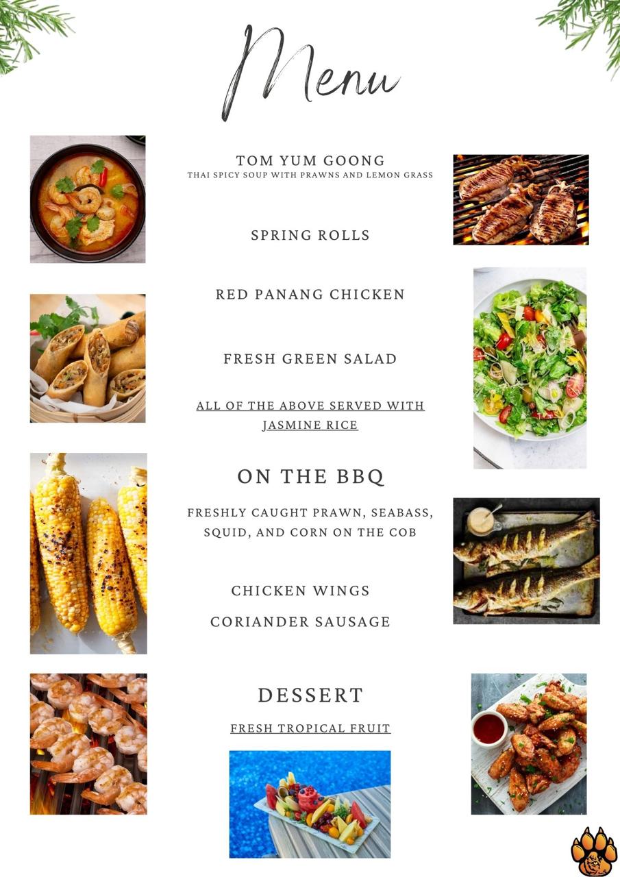 Tiger Marine Charter - Foods - Shangani Food Menu