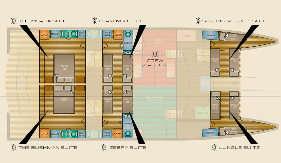 Tiger Marine Charter - Shangani 70ft Cabin Layout
