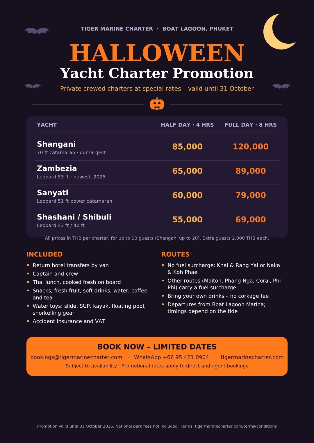 Halloween Yacht Charter Promotion 2026